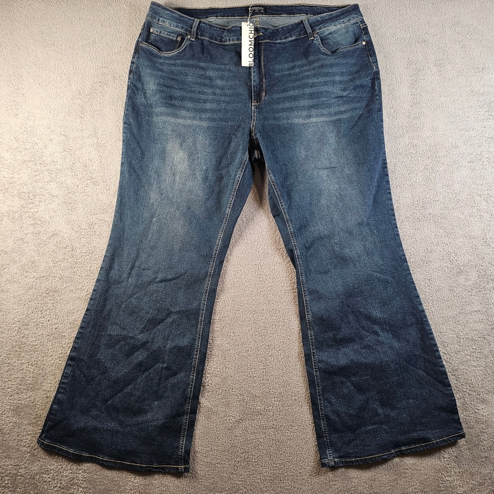 BloomChic Denim Womens Plus Size 26 Flare Jeans‎ Blue Medium Wash NEW